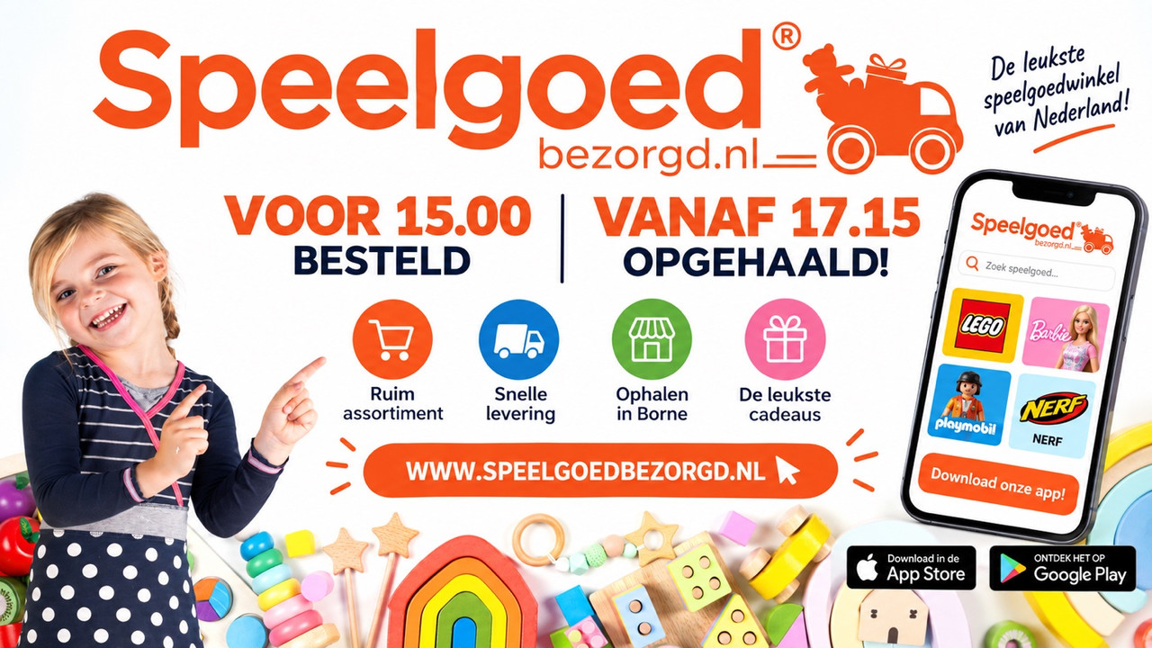 Voor 15.00 besteld, vanaf 17.15 opgehaald in Borne