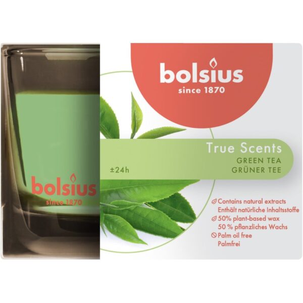 Bolsius Geurkaars in glas True Scents Green Tea