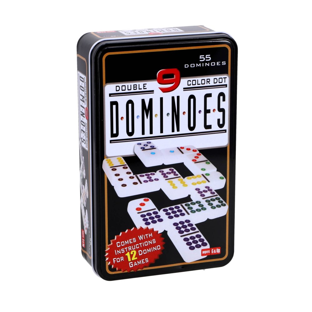 Spel domino dubbel 9 in blik