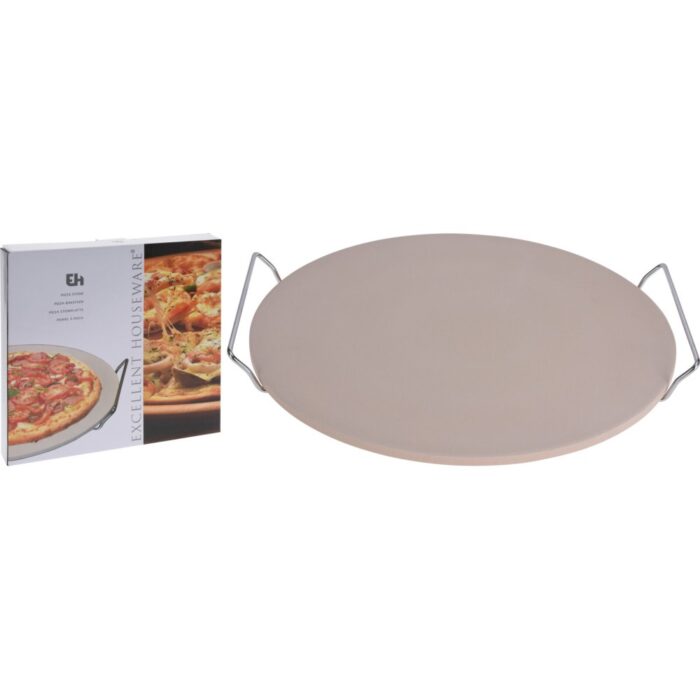 Excellent Houseware pizzasteen met houder Ø33 cm