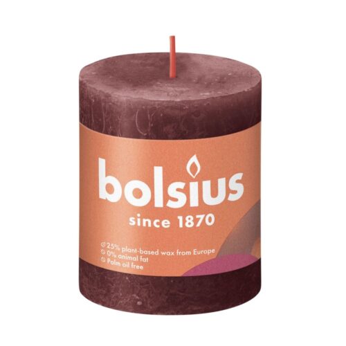 Bolsius Stompkaars Rustiek donker rood 80x68 mm