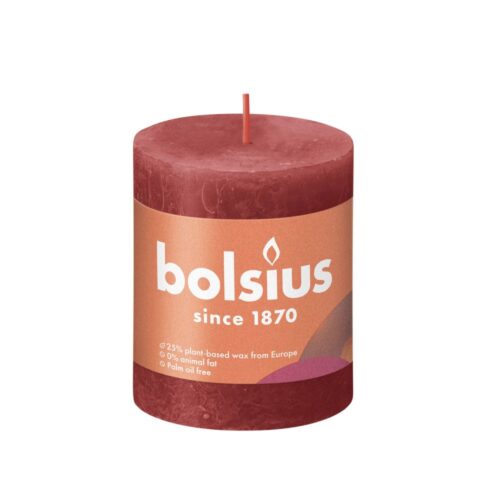Bolsius Stompkaars Rustiek rood 80x68 mm