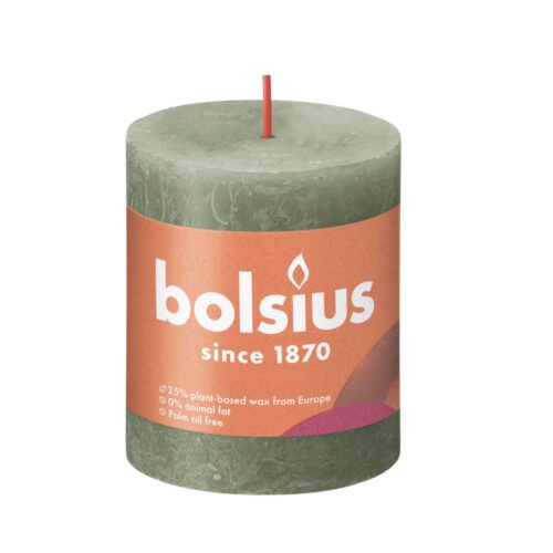 Bolsius Stompkaars Rustiek olijfgroen 80x68 mm