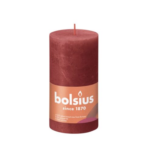Bolsius Stompkaars Rustiek rood 130x68 mm