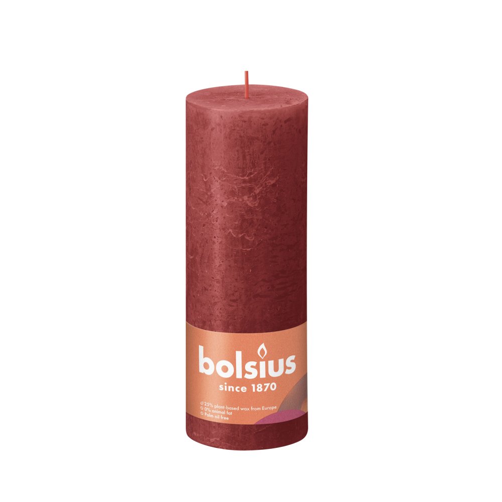 Bolsius Stompkaars Rustiek  rood 190x68 mm