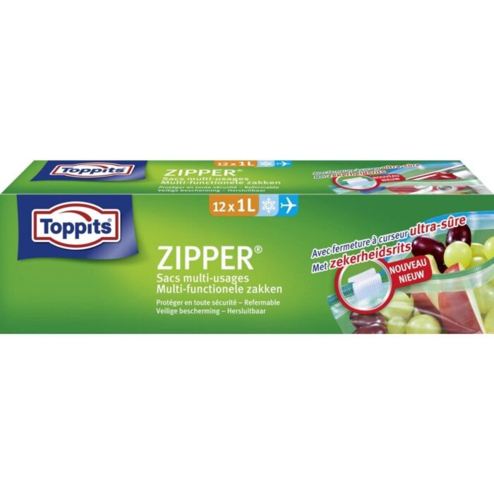 Toppits Zipper Multi-Functionele Zakken 1 liter  12 stuks