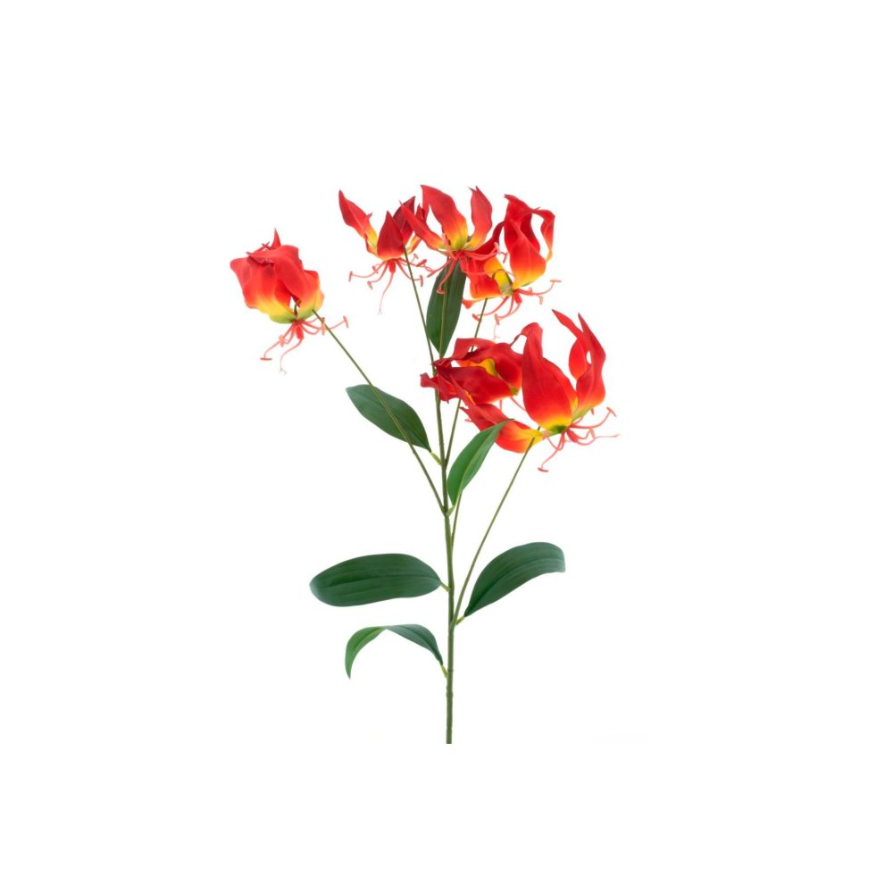 Kunst bloem "Gloriosa Lily" rood/geel zijde 90 cm  (13525-3)