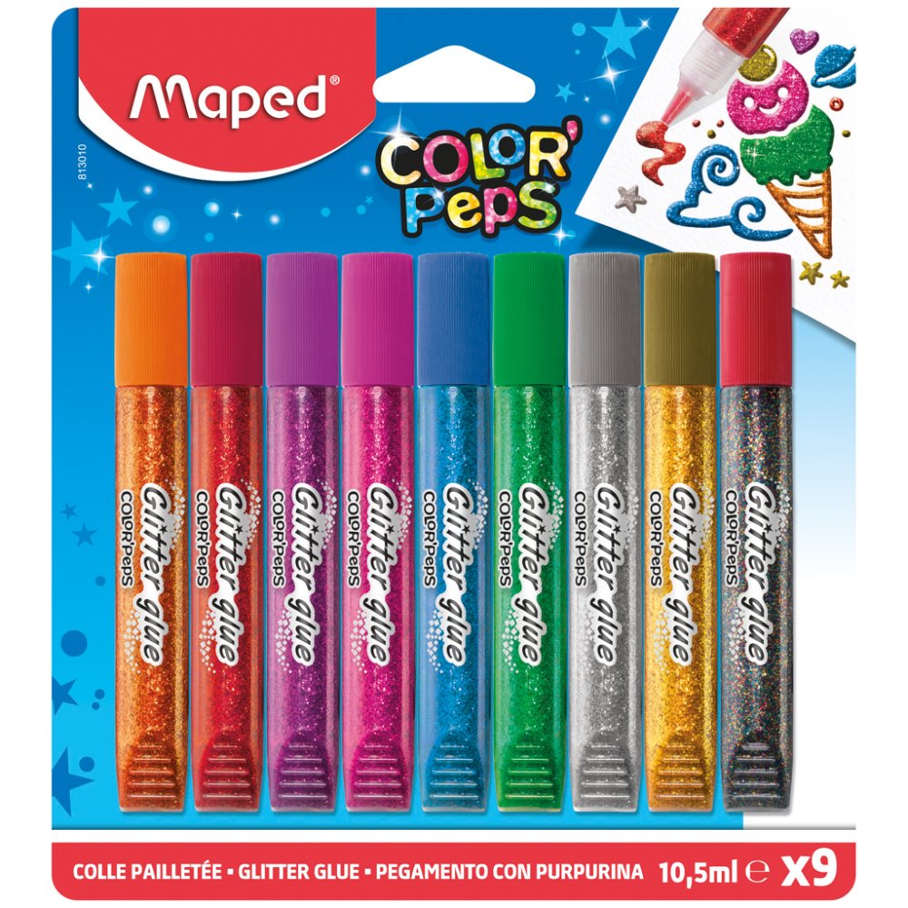 Lijm Maped Glitter 9 Kleuren 10