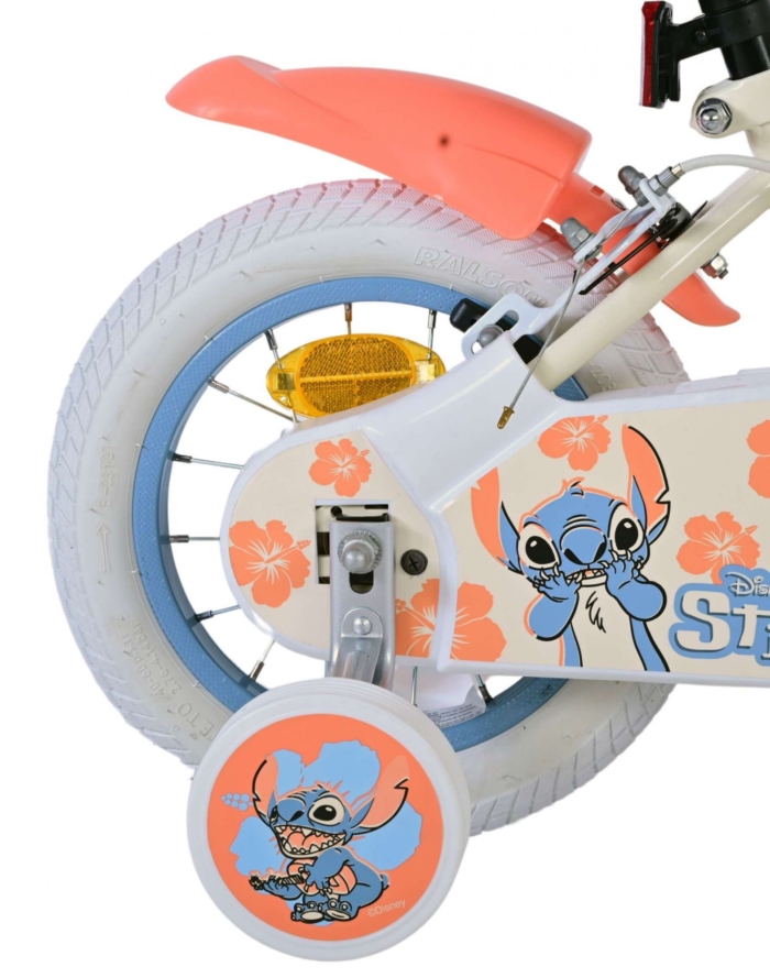 Disney Stitch Kinderfiets - Meisjes - 12 inch - Twee handremmen - Crème Koraal Blauw - Afbeelding 10