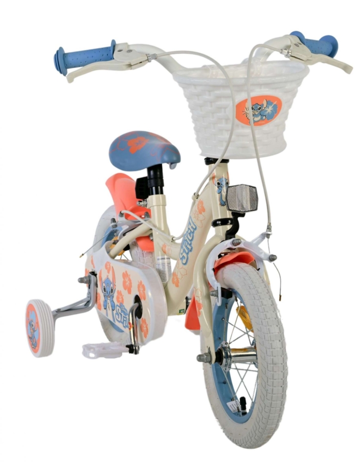 Disney Stitch Kinderfiets - Meisjes - 12 inch - Twee handremmen - Crème Koraal Blauw - Afbeelding 7