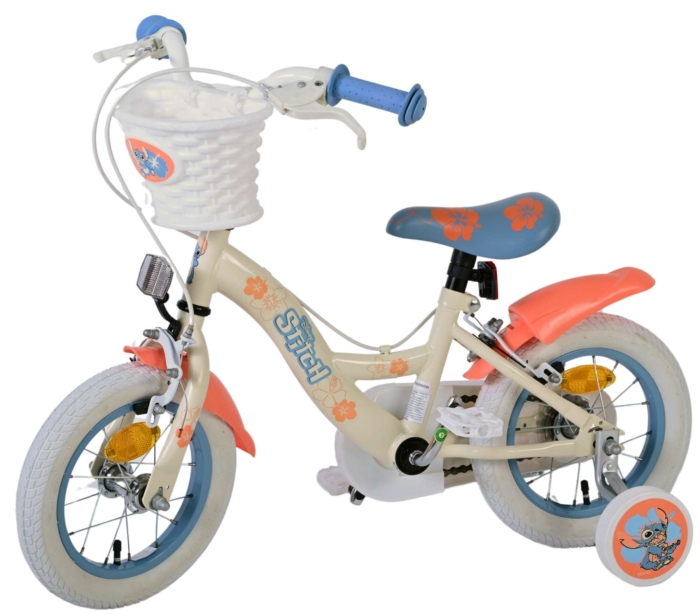 Disney Stitch Kinderfiets - Meisjes - 12 inch - Twee handremmen - Crème Koraal Blauw - Afbeelding 4
