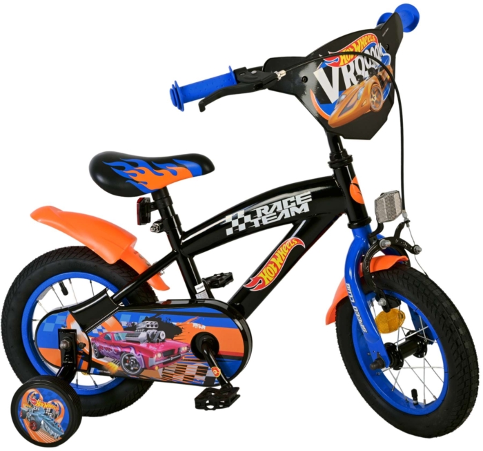 Hot Wheels Kinderfiets - Jongens - 12 inch - Zwart Oranje Blauw - Twee handremmen - Afbeelding 6
