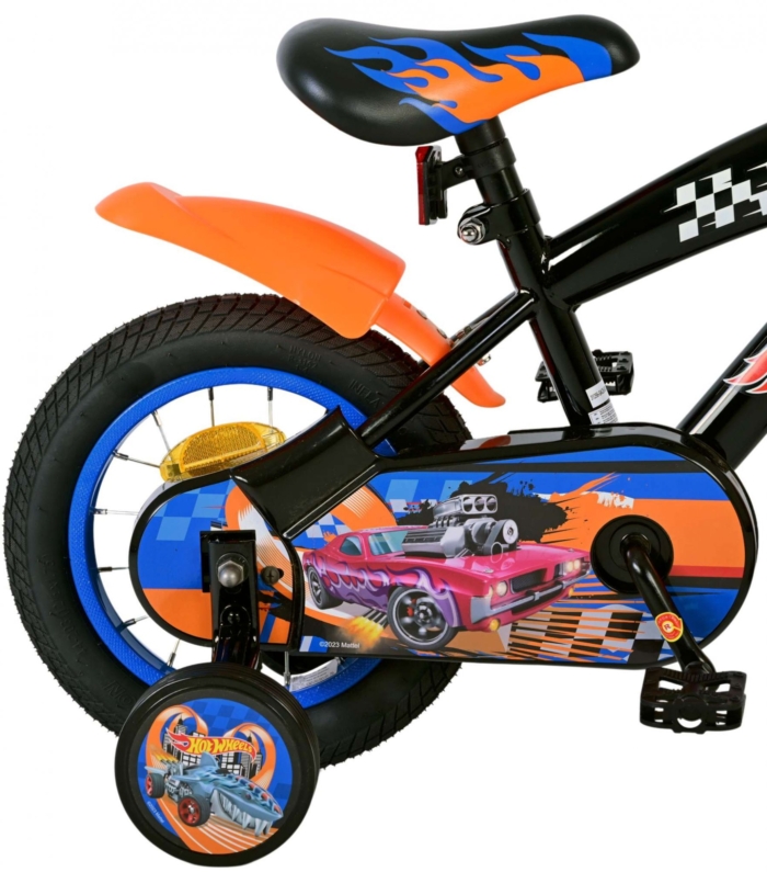 Hot Wheels Kinderfiets - Jongens - 12 inch - Zwart Oranje Blauw - Twee handremmen - Afbeelding 2