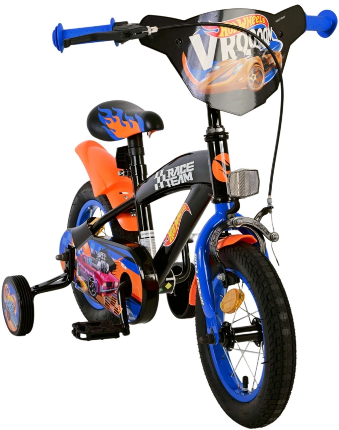 Hot Wheels Kinderfiets - Jongens - 12 inch - Zwart Oranje Blauw - Twee handremmen - Afbeelding 5