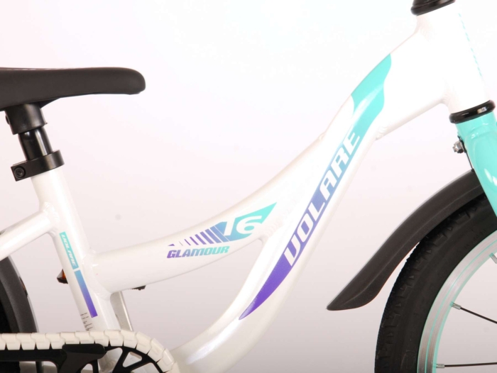 Volare Glamour Kinderfiets - Meisjes - 16 inch - Wit/Mint Groen - Prime Collection - Afbeelding 6