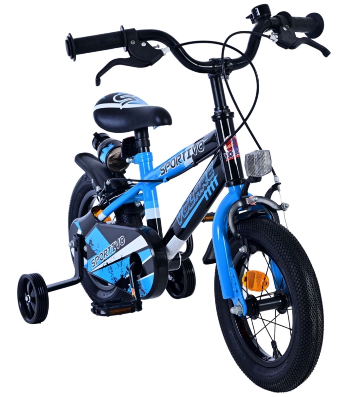 Volare Sportivo Kinderfiets - Jongens - 12 inch - Blauw Zwart - Twee Handremmen - Afbeelding 5
