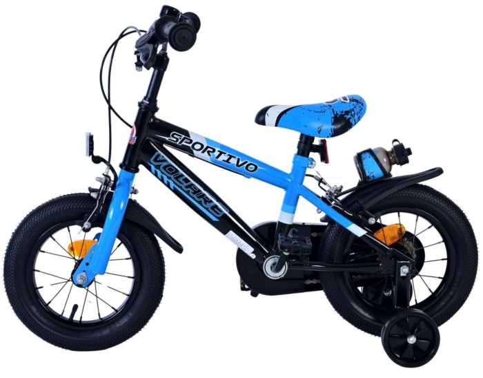 Volare Sportivo Kinderfiets - Jongens - 12 inch - Blauw Zwart - Twee Handremmen - Afbeelding 7
