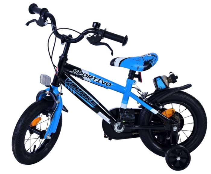 Volare Sportivo Kinderfiets - Jongens - 12 inch - Blauw Zwart - Twee Handremmen - Afbeelding 8