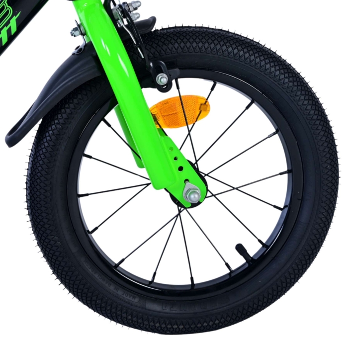 Volare Sportivo Kinderfiets - Jongens - 14 inch - Groen Zwart - Twee Handremmen - Afbeelding 3