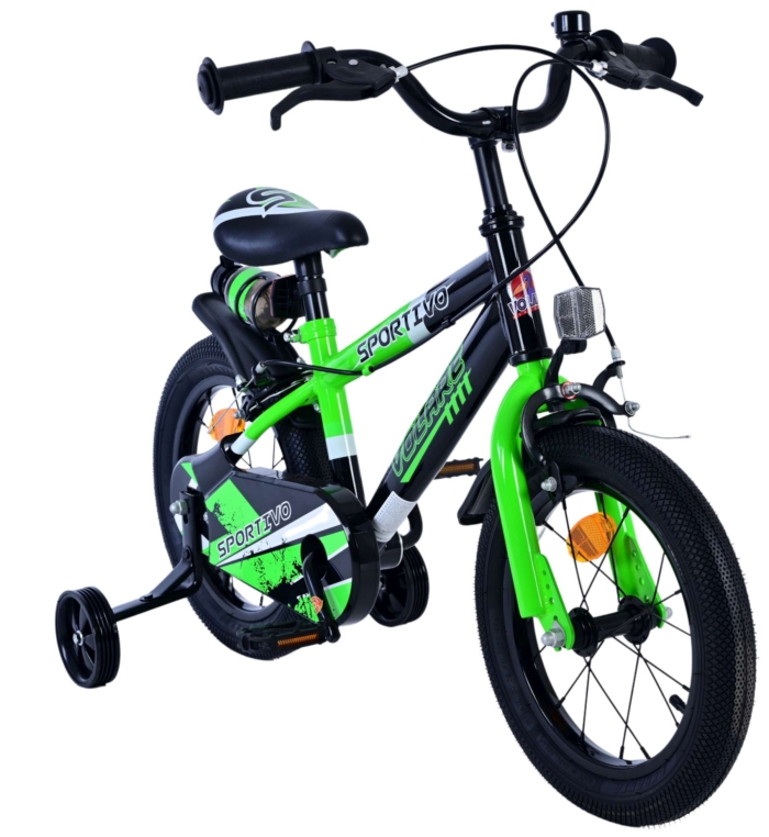 Volare Sportivo Kinderfiets - Jongens - 14 inch - Groen Zwart - Twee Handremmen - Afbeelding 5