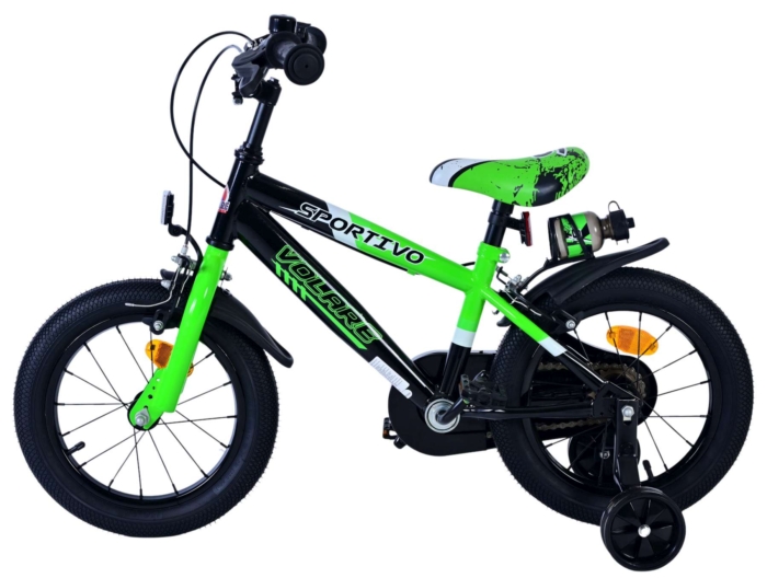 Volare Sportivo Kinderfiets - Jongens - 14 inch - Groen Zwart - Twee Handremmen - Afbeelding 7