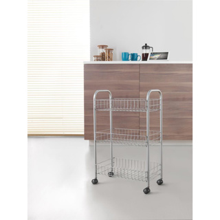 Metaltex Opbergtrolley Lugano Op Wieltjes Grijs 3 Metal Manden 41x23x63 Cm - Afbeelding 2