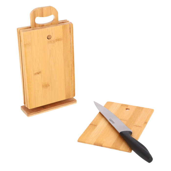 Eco-Import Bamboo snijplankset met houder 7-delig - Afbeelding 6