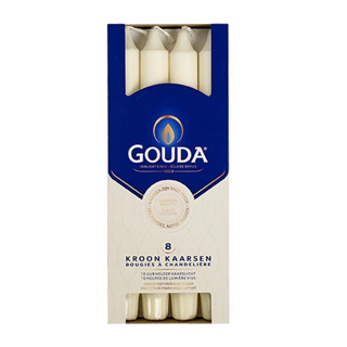 Gouda Kroonkaarsen 8 Stuks Ivoor - Afbeelding 2