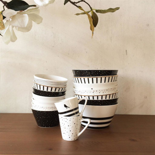 Dutch Rose Amsterdam Loft kom 10 cm wit streep zwart - Afbeelding 2