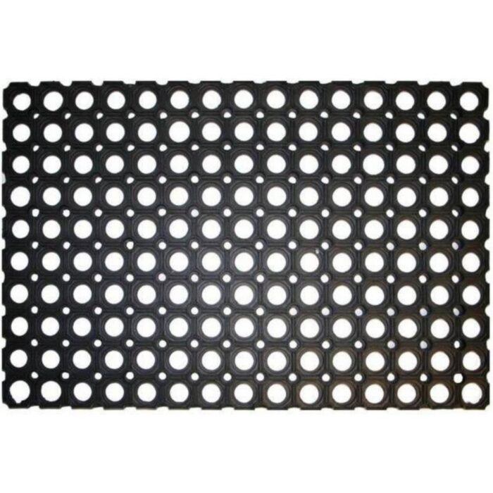 Deurmat rubber zwart met gaten 60x40 cm