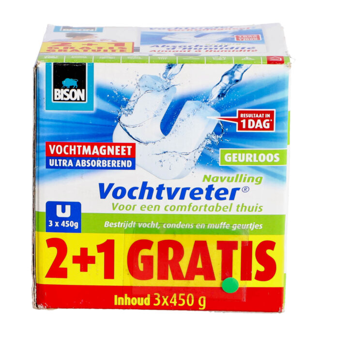 Bison Vochtvreter Vochtmagneet Navulling Geurloos 3 x 450gr - Afbeelding 3