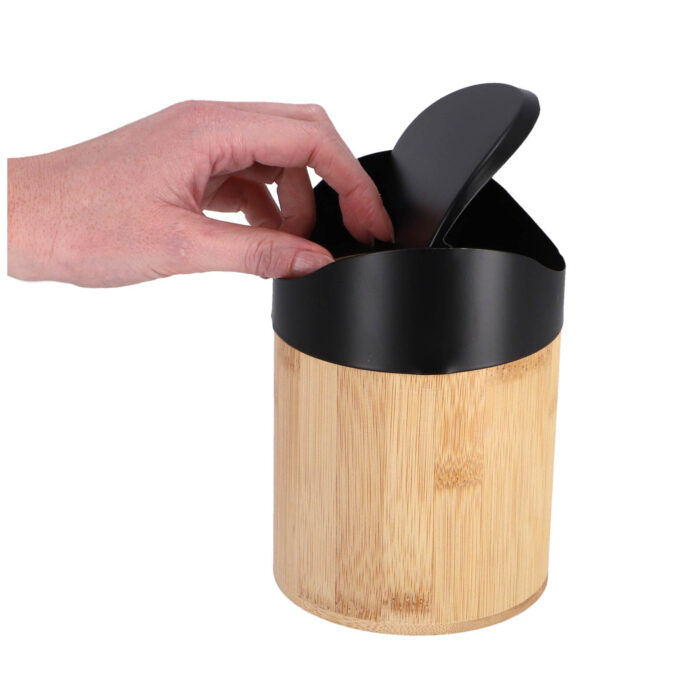 Afvalbak tafelmodel 1L bamboe - Afbeelding 6