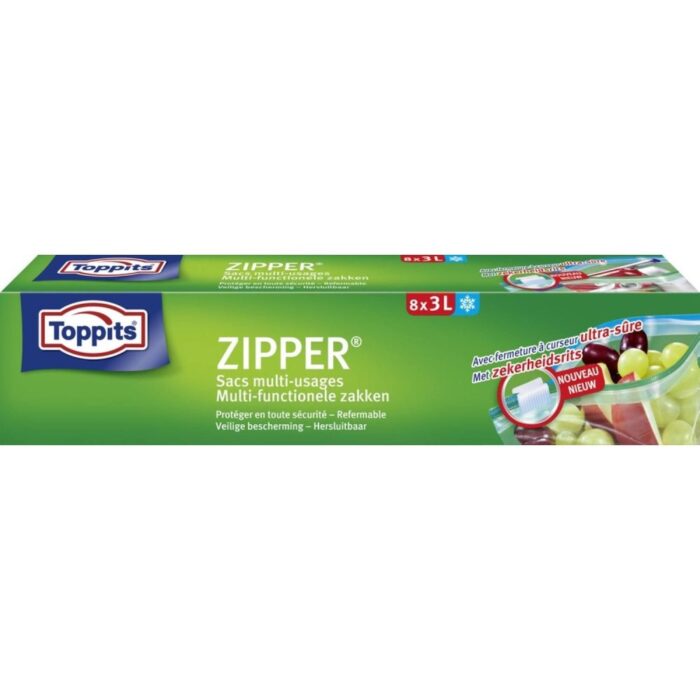 Toppits Zipper Multi-Functionele Zakken 3 liter 8 stuks