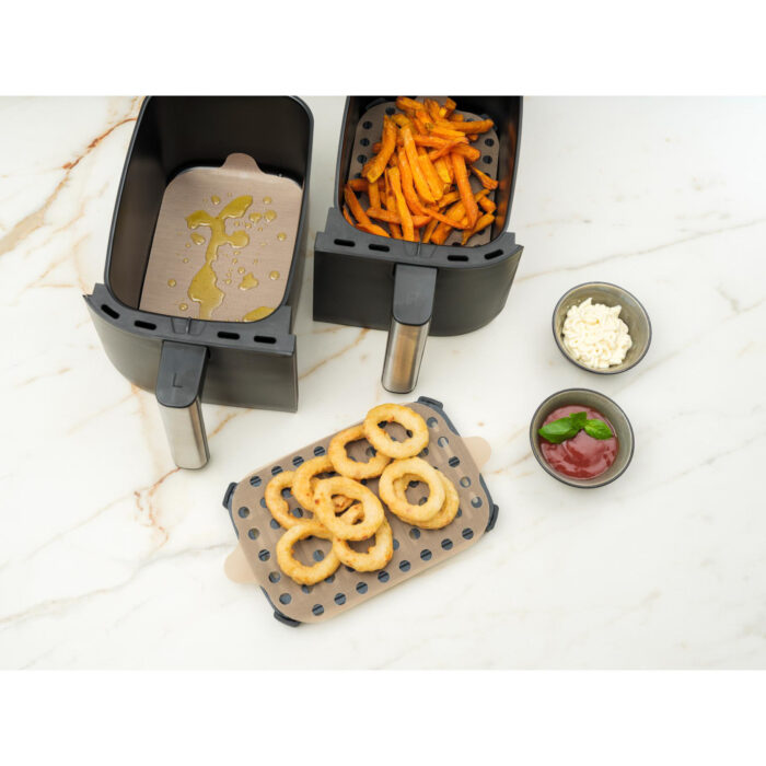 Nostik Airfryer bakvellen 2 stuks vierkant pfas vrij 24x24cm - Afbeelding 2