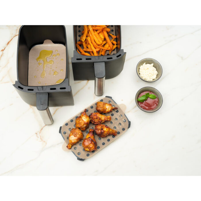 Nostik Airfryer bakvellen 2 stuks vierkant pfas vrij 24x24cm - Afbeelding 3