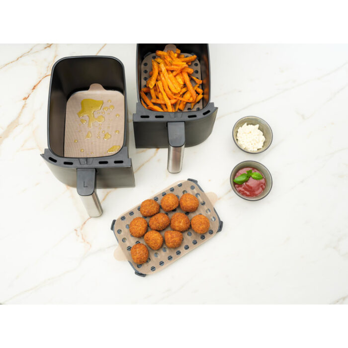 Nostik Airfryer bakvellen 2 stuks vierkant pfas vrij 24x24cm - Afbeelding 4
