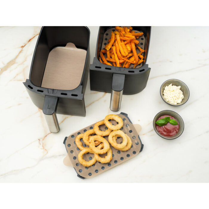 Nostik Airfryer bakvellen 2 stuks vierkant pfas vrij 24x24cm - Afbeelding 5