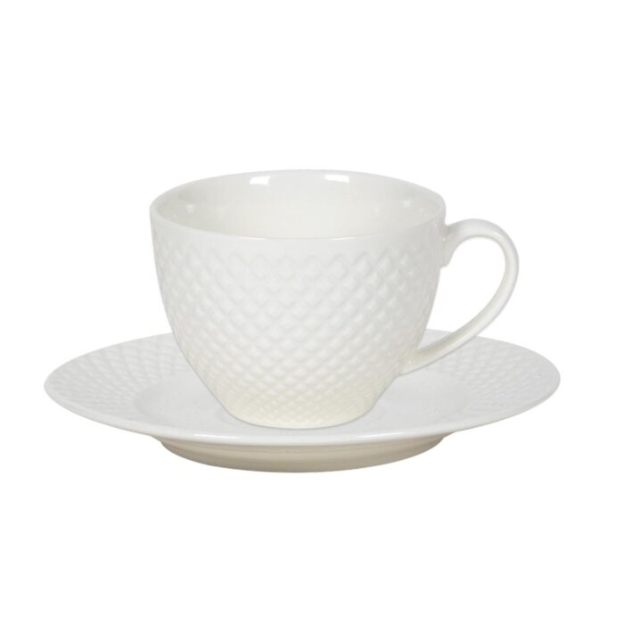 Kop met schotel Diamond porselein 220 ml 6 stuks