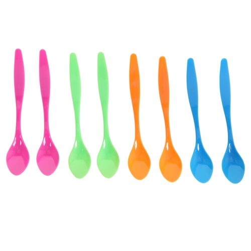 Lepeltjes kunststof assorti kleur set van 8