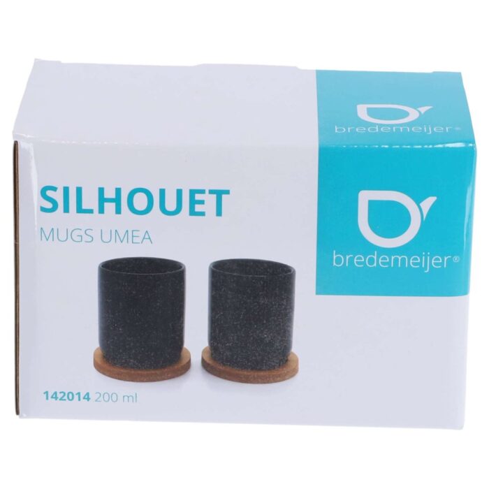 Bredemeijer Theemok Umea 200ml zwart en onderzetter set 2
