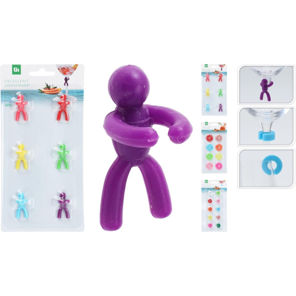 Glasmarkers pvc en siliconen 3 assorti