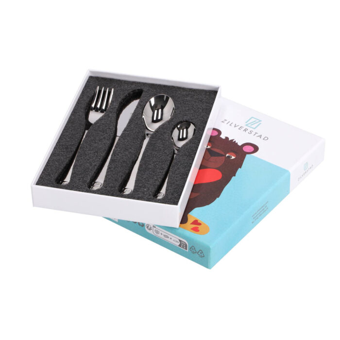 Kinderbestek 4 delig beer met hart - Afbeelding 2