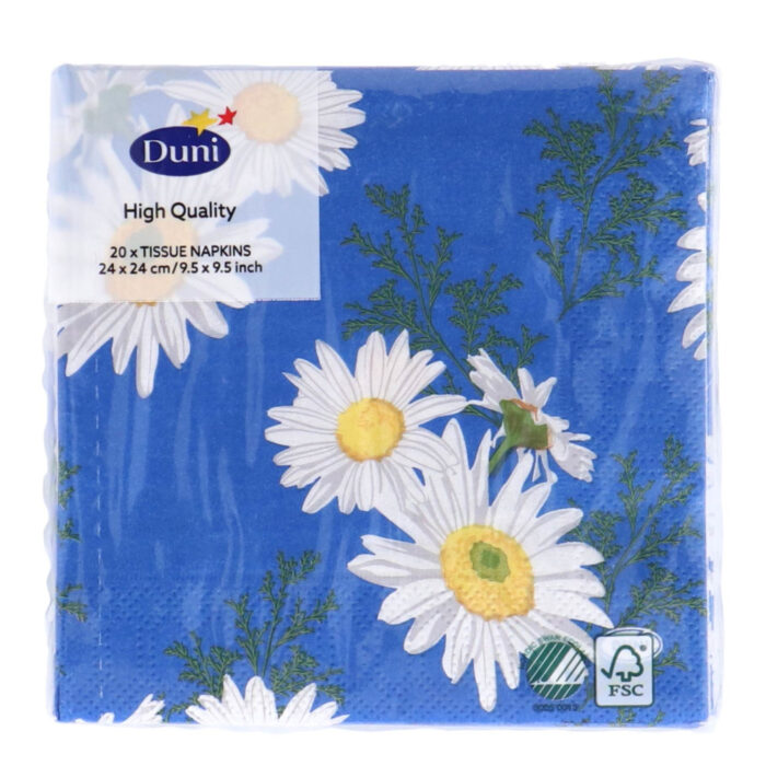Servetten Daisy Blue 24x24 cm - Afbeelding 2