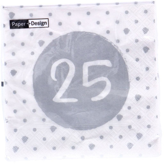 Servetten 25th Birthday 33x33 cm - Afbeelding 2
