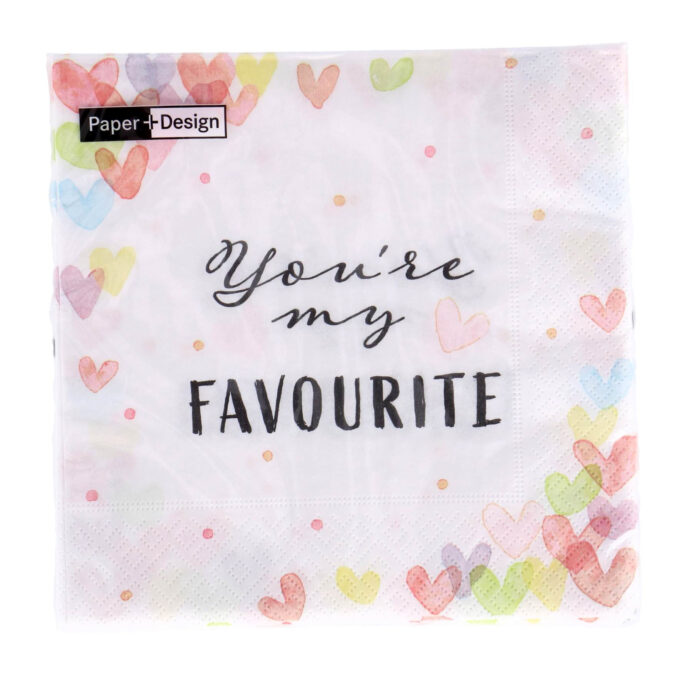 Servetten Hearts Favour 33x33 cm - Afbeelding 2