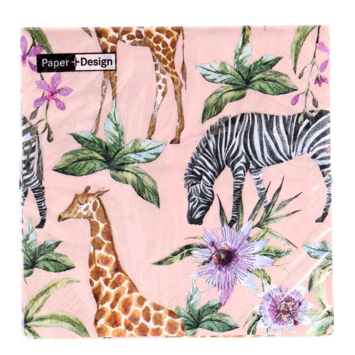 Servetten Zebras & Girafes 33x33 cm - Afbeelding 2