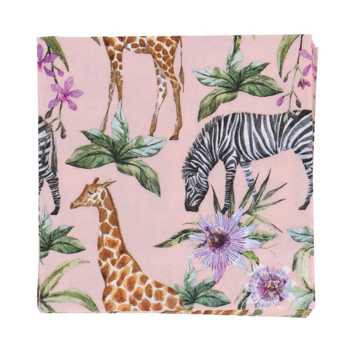 Servetten Zebras & Girafes 33x33 cm - Afbeelding 3