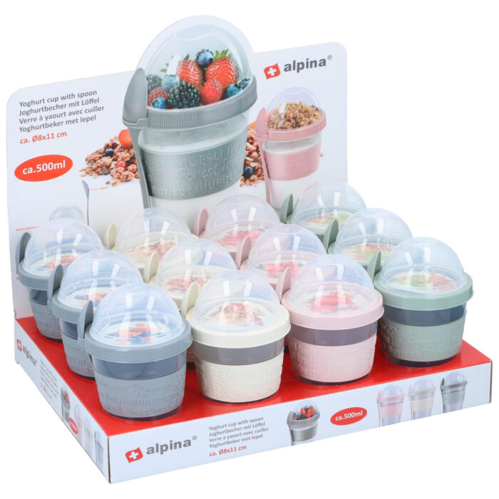 Yoghurtbeker met deksel en lepel - Afbeelding 2