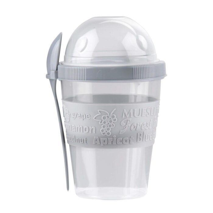 Yoghurtbeker met deksel en lepel - Afbeelding 3