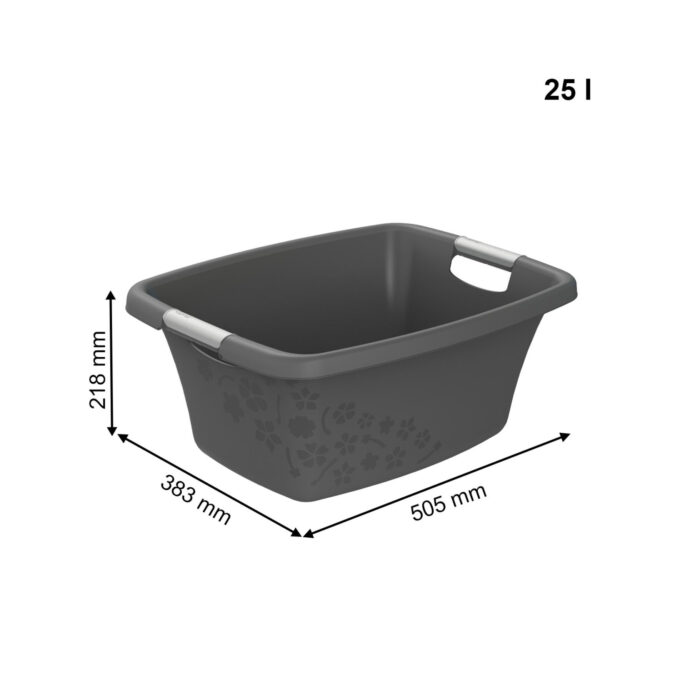 Rotho wasmand 25 liter flowers grey - Afbeelding 2